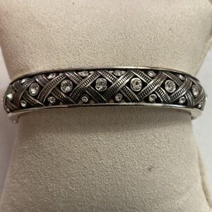Brighton Silvertone and Crystal Hinged Bracelet